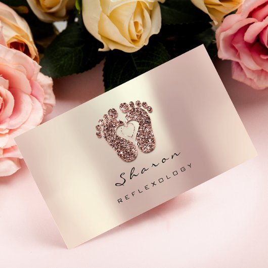 Massagetherapie Reflexology Roos Glitter Black Visitekaartje