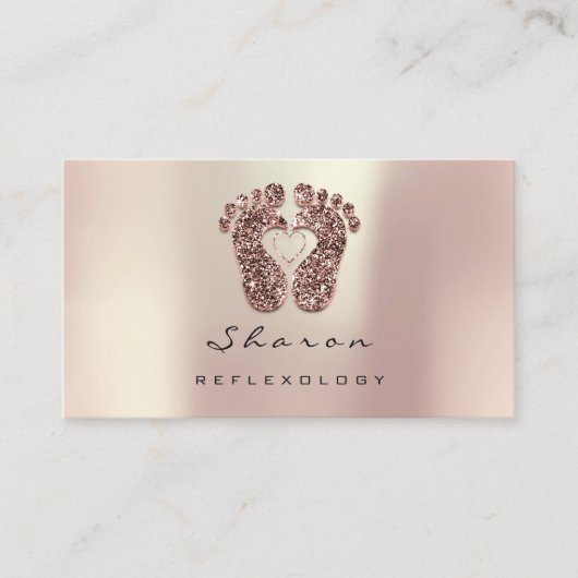 Massagetherapie Reflexology Roos Glitter Black Visitekaartje (Voorkant)
