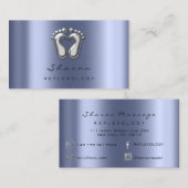 Massagetherapie Reflexology Silver Grey Blue Navy Visitekaartje (Voorkant / Achterkant)