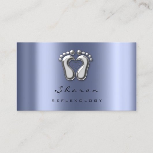Massagetherapie Reflexology Silver Grey Blue Navy Visitekaartje (Voorkant)