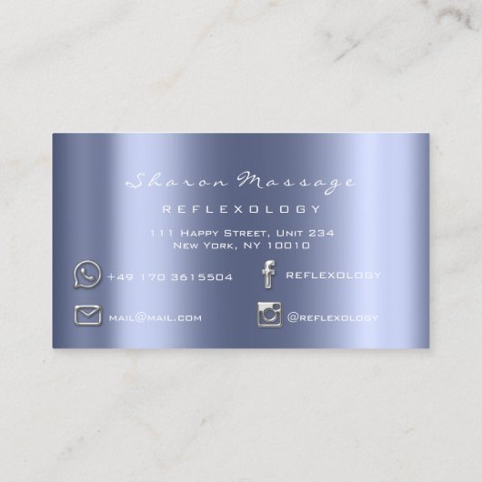 Massagetherapie Reflexology Silver Grey Blue Spark Visitekaartje (Achterkant)