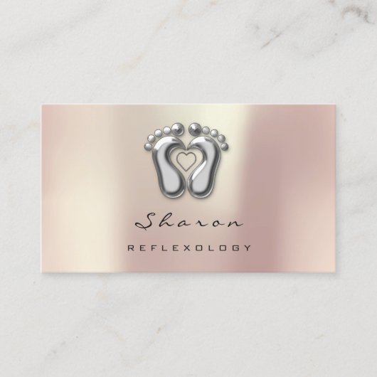 Massagetherapie Reflexology Silver Grey Roos Gold Visitekaartje (Voorkant)