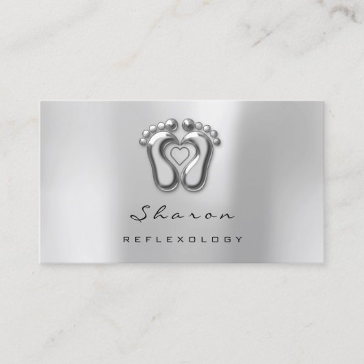 Massagetherapie Reflexology Silver Grey Visitekaartje (Voorkant)