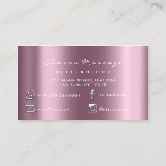 Massagetherapie Reflexology Silver Roos Grey Spark Visitekaartje (Achterkant)