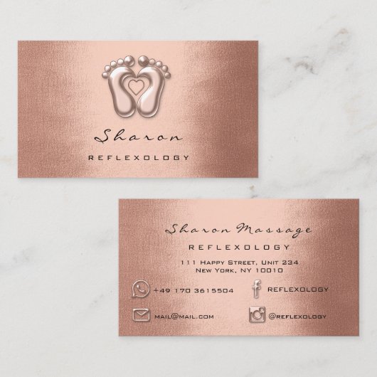 Massagetherapie Reflexology Therapist Copper Roos Visitekaartje (Voorkant / Achterkant)
