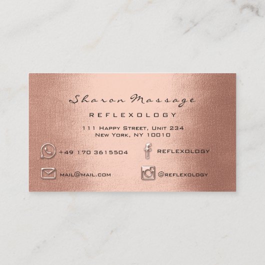 Massagetherapie Reflexology Therapist Copper Roos Visitekaartje (Achterkant)