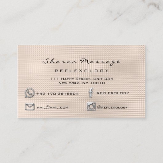Massagetherapie Reflexology Therapist Silver Ivory Visitekaartje (Achterkant)