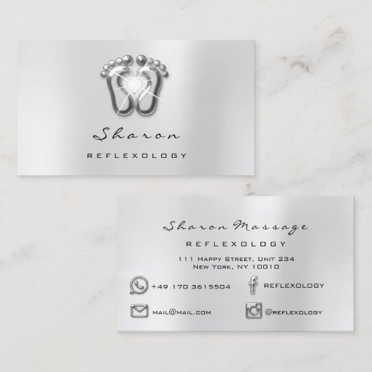 Massagetherapie Reflexology Therapist Silver Spark Visitekaartje (Voorkant / Achterkant)