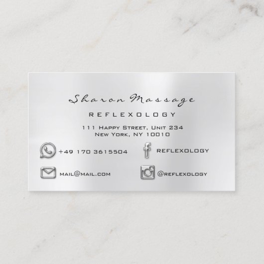 Massagetherapie Reflexology Therapist Silver Spark Visitekaartje (Achterkant)