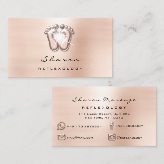 Massagetherapie Reflexology Therapist Social Roos Visitekaartje (Voorkant / Achterkant)