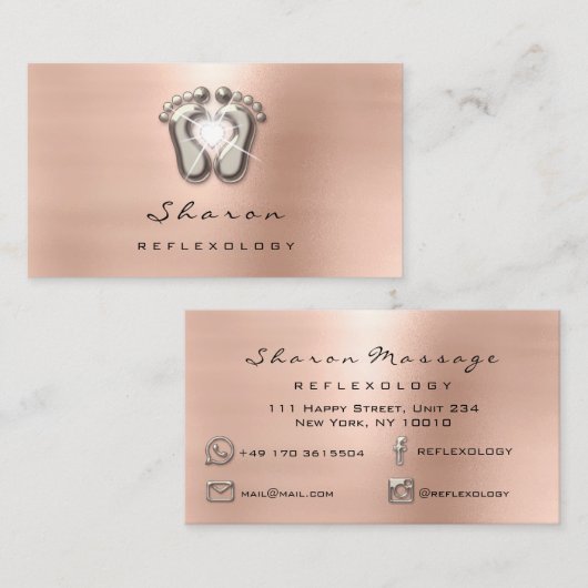 Massagetherapie Reflexology Therapy Gold beige Visitekaartje (Voorkant / Achterkant)