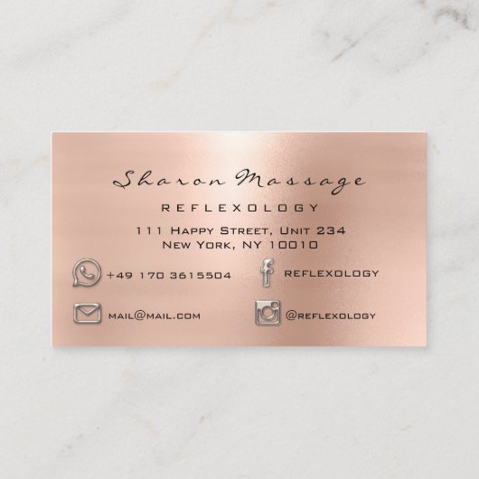 Massagetherapie Reflexology Therapy Gold beige Visitekaartje (Achterkant)