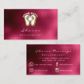Massagetherapie Reflexology Therapy Gold Burgundy Visitekaartje (Voorkant / Achterkant)