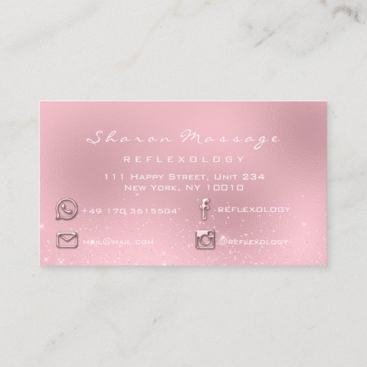 Massagetherapie Reflexology Therapy Pink Sparky Visitekaartje (Achterkant)