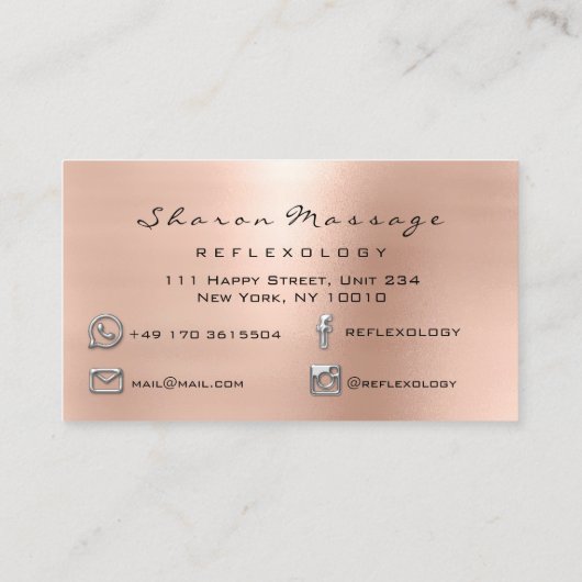 Massagetherapie Reflexology Therapy Roos Silver Visitekaartje (Achterkant)