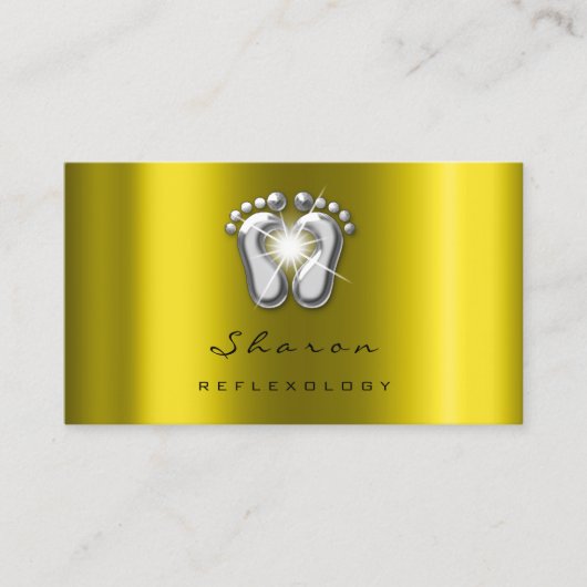 Massagetherapie Reflexology Therapy Silver Mustard Visitekaartje (Voorkant)