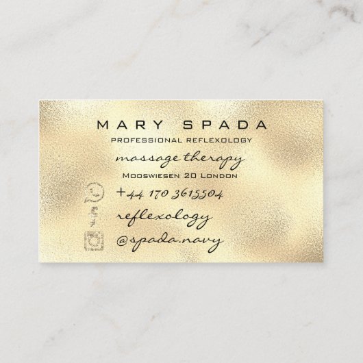 Massagetherapie Reflexology Wellne Reiki Faux Gold Visitekaartje (Achterkant)