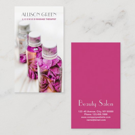 Massagetherapie Roos etherische olie aromatherapie Visitekaartje (Voorkant / Achterkant)