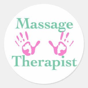 Massagetherapie: roze handbediende Prints Ronde Sticker