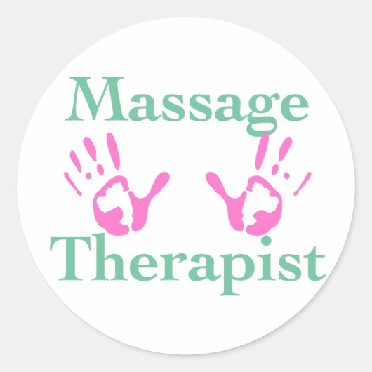Massagetherapie: roze handbediende Prints Ronde Sticker (Voorkant)