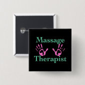 Massagetherapie: roze handbediende Prints Vierkante Button 5,1 Cm (Voorkant /achterkant)