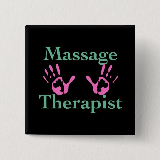 Massagetherapie: roze handbediende Prints Vierkante Button 5,1 Cm (Voorkant)
