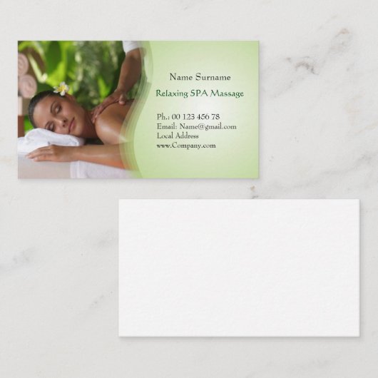 Massagetherapie, serummassage visitekaartje (Voorkant / Achterkant)