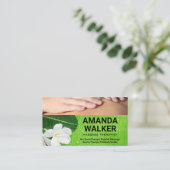 Massagetherapie sessie | Bloem en leder Afsprakenkaartje (Staand voorkant)