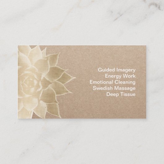 Massagetherapie Spa Gold Floral Rustic Kraft Visitekaartje (Achterkant)