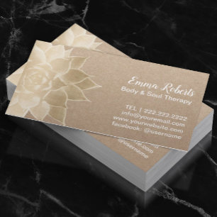 Massagetherapie Spa Gold Floral Rustic Kraft Visitekaartje