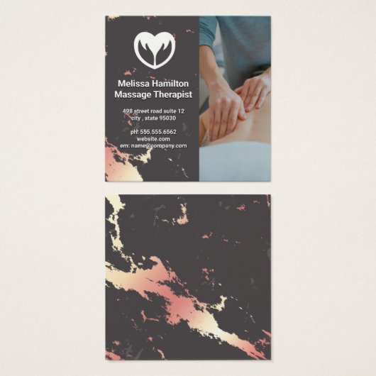 Massagetherapie | Spanje | Roos Gold Marble Vierkante Visitekaartjes (Voorkant /achterkant)
