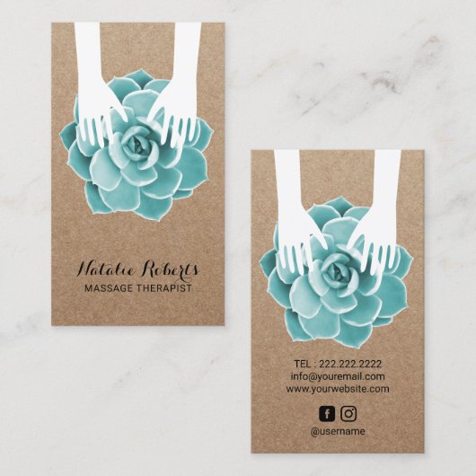 Massagetherapie Succulent Spa Rustic Kraft Visitekaartje (Voorkant / Achterkant)