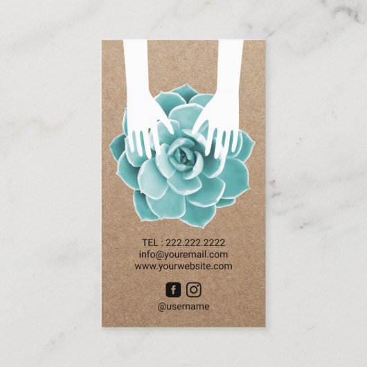 Massagetherapie Succulent Spa Rustic Kraft Visitekaartje (Achterkant)