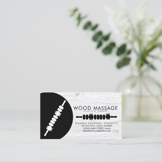 Massagetherapie Therapist Houten Therapiemiddelen Visitekaartje (Staand voorkant)