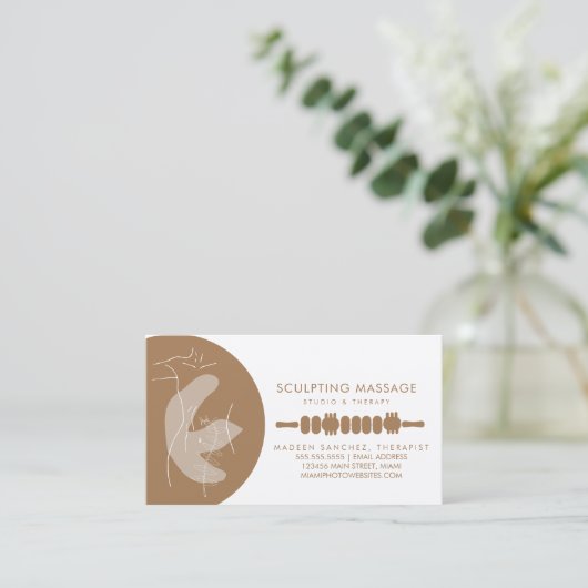Massagetherapie Therapistische houttherapie Visitekaartje (Staand voorkant)