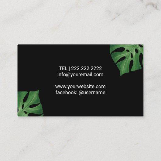Massagetherapie Tropische bladeren Salon en Spa Visitekaartje (Achterkant)