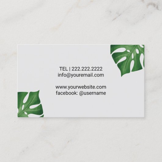 Massagetherapie Tropische Natuur Salon & Spa Visitekaartje (Achterkant)