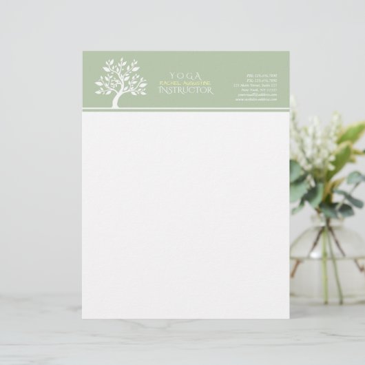 Massagetherapie van Elegant Classy Tree YOGA Studi Briefhoofd (Staand voorkant)