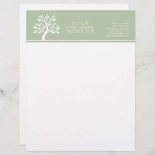 Massagetherapie van Elegant Classy Tree YOGA Studi Briefhoofd (Voorkant / Achterkant)