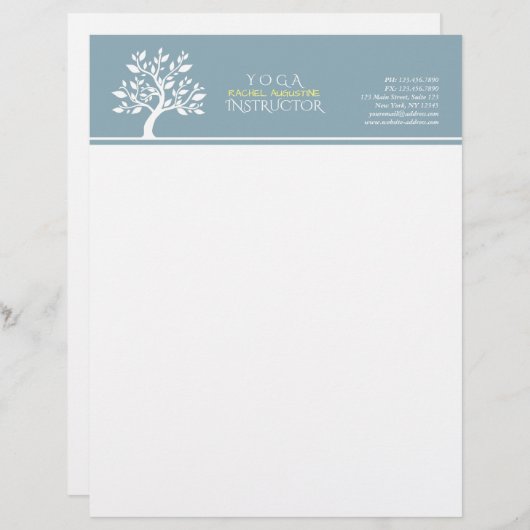 Massagetherapie van Elegant Classy Tree YOGA Studi Briefhoofd Ontwerp (Voorkant / Achterkant)
