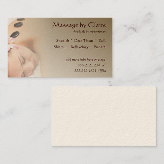Massagetherapie Visitekaartje (Voorkant / Achterkant)
