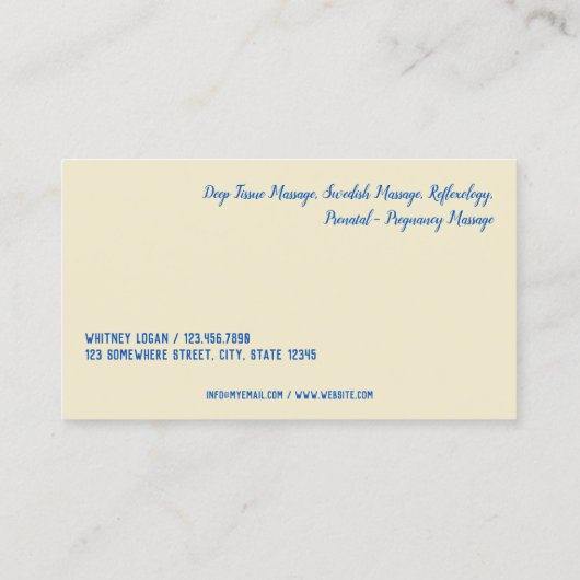 Massagetherapie Visitekaartje (Achterkant)
