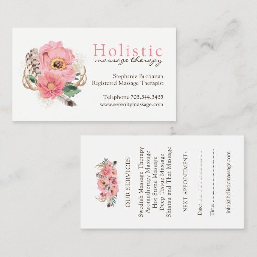 Massagetherapie-Visitekaartjes Afsprakenkaartje (Voorkant / Achterkant)
