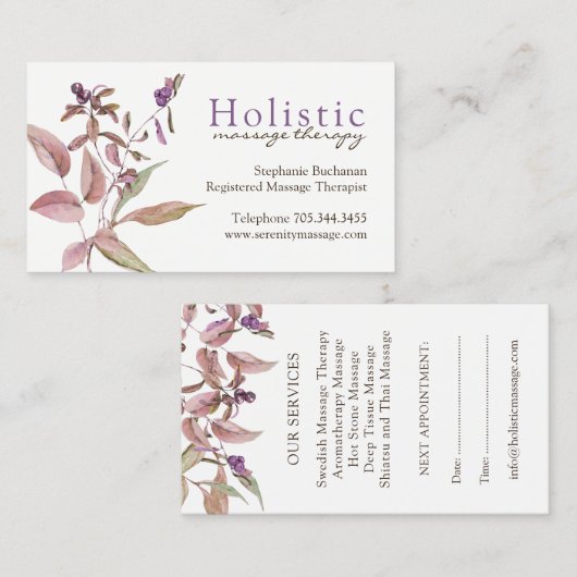 Massagetherapie-Visitekaartjes Afsprakenkaartje (Voorkant / Achterkant)