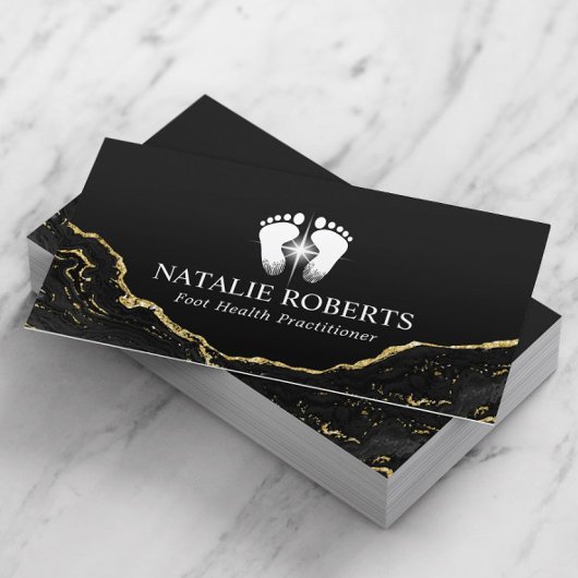 Massagetherapie voor voetwortels Modern Black Gold Visitekaartje