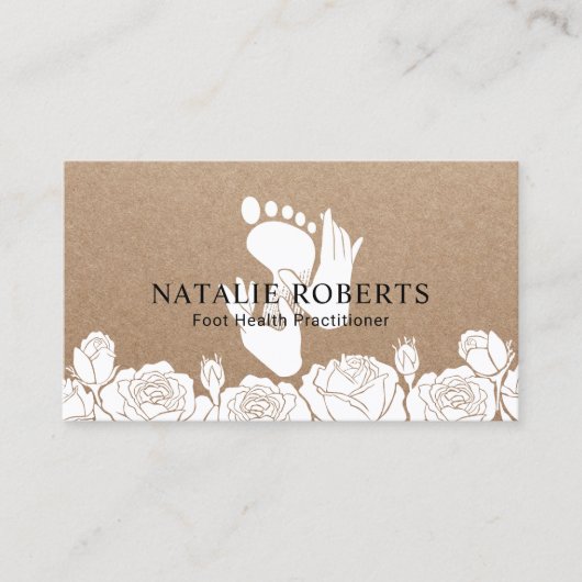 Massagetherapie voor voetwortels Podiatrist Floral Visitekaartje (Voorkant)