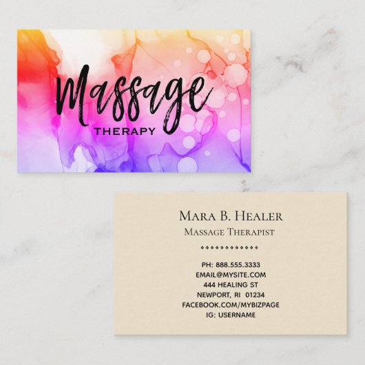 *~* Massagetherapie - Waterverf massagetherapie Visitekaartje (Voorkant / Achterkant)