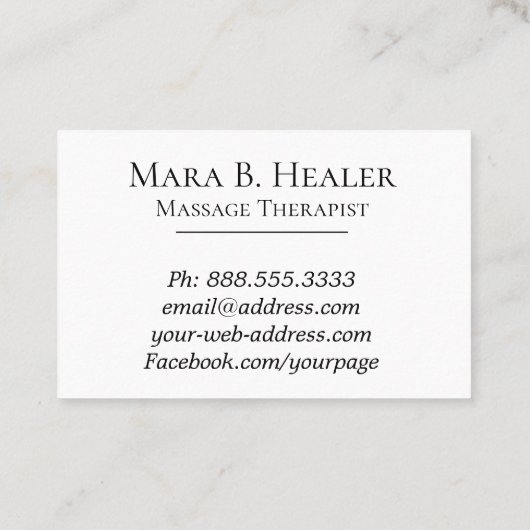 *~* Massagetherapie - Waterverf massagetherapie Visitekaartje (Achterkant)