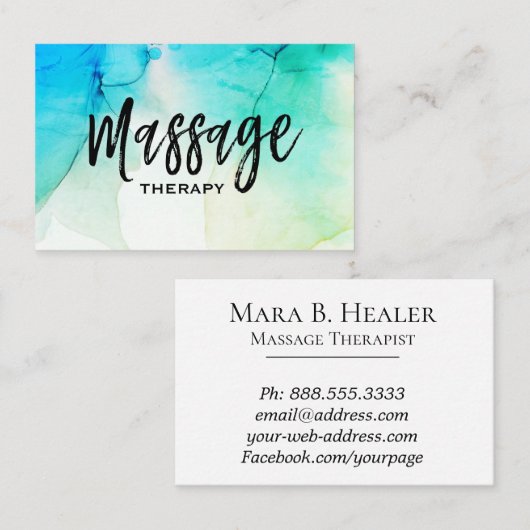 *~* Massagetherapie - Waterverf massagetherapie Visitekaartje (Voorkant / Achterkant)