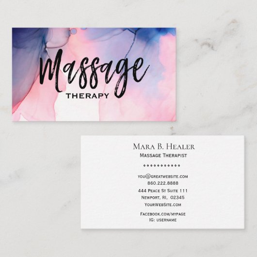 ** Massagetherapie - Waterverf massagetherapie Visitekaartje (Voorkant / Achterkant)